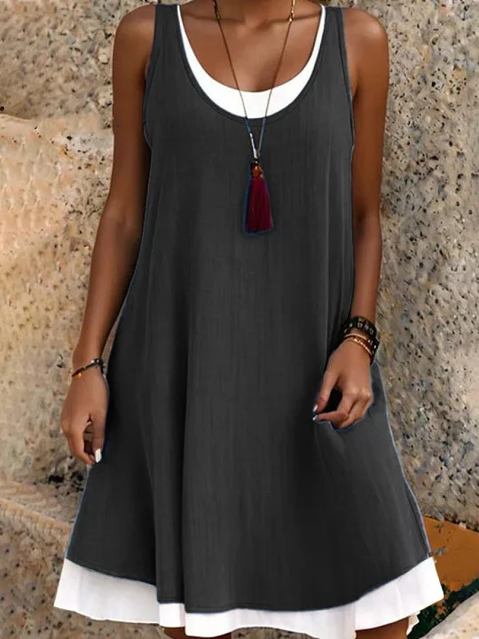 Women's Loose Casual Round Neck Vest Dress