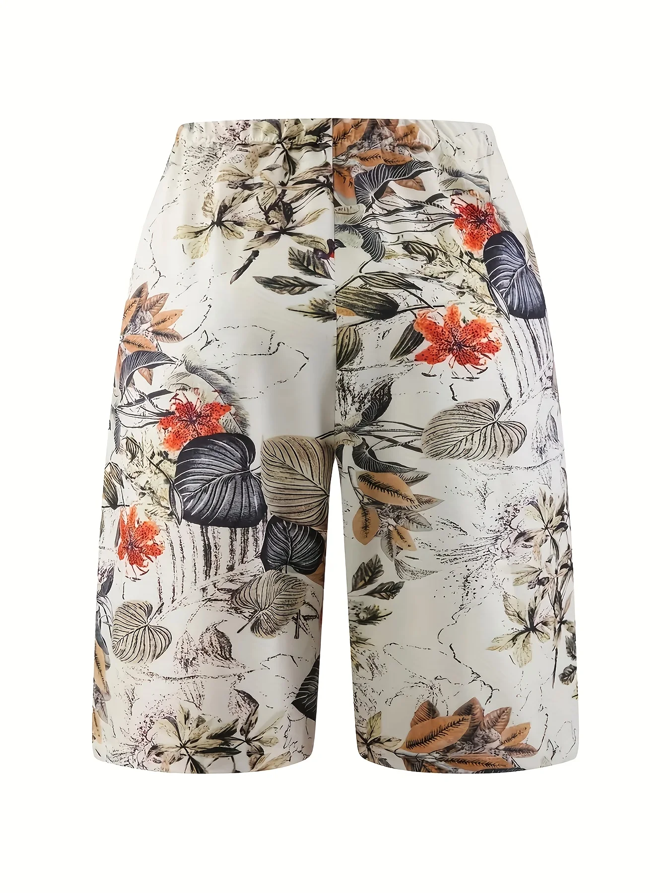 Women's Spring and Summer Floral Print Casual Straight Lace-up Pants