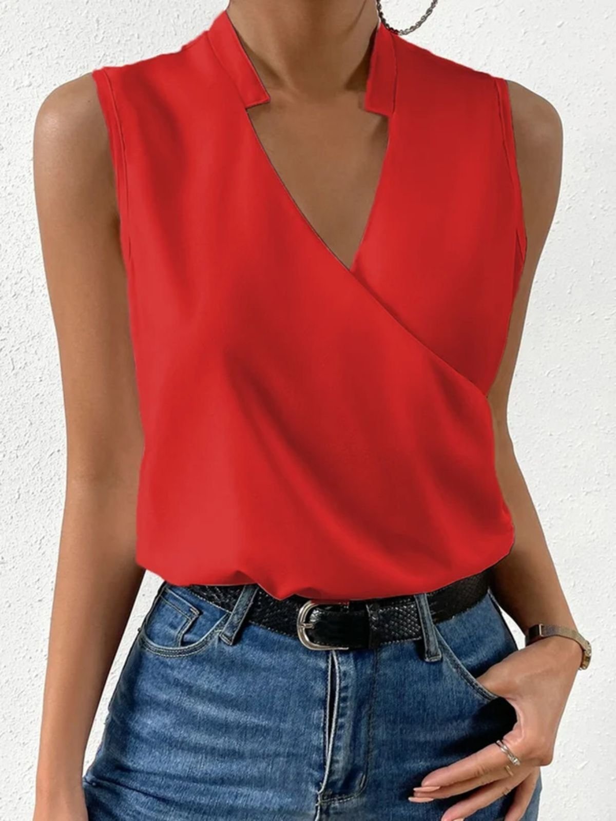 Elegant Regular Fit Cotton V Neck Tank Top
