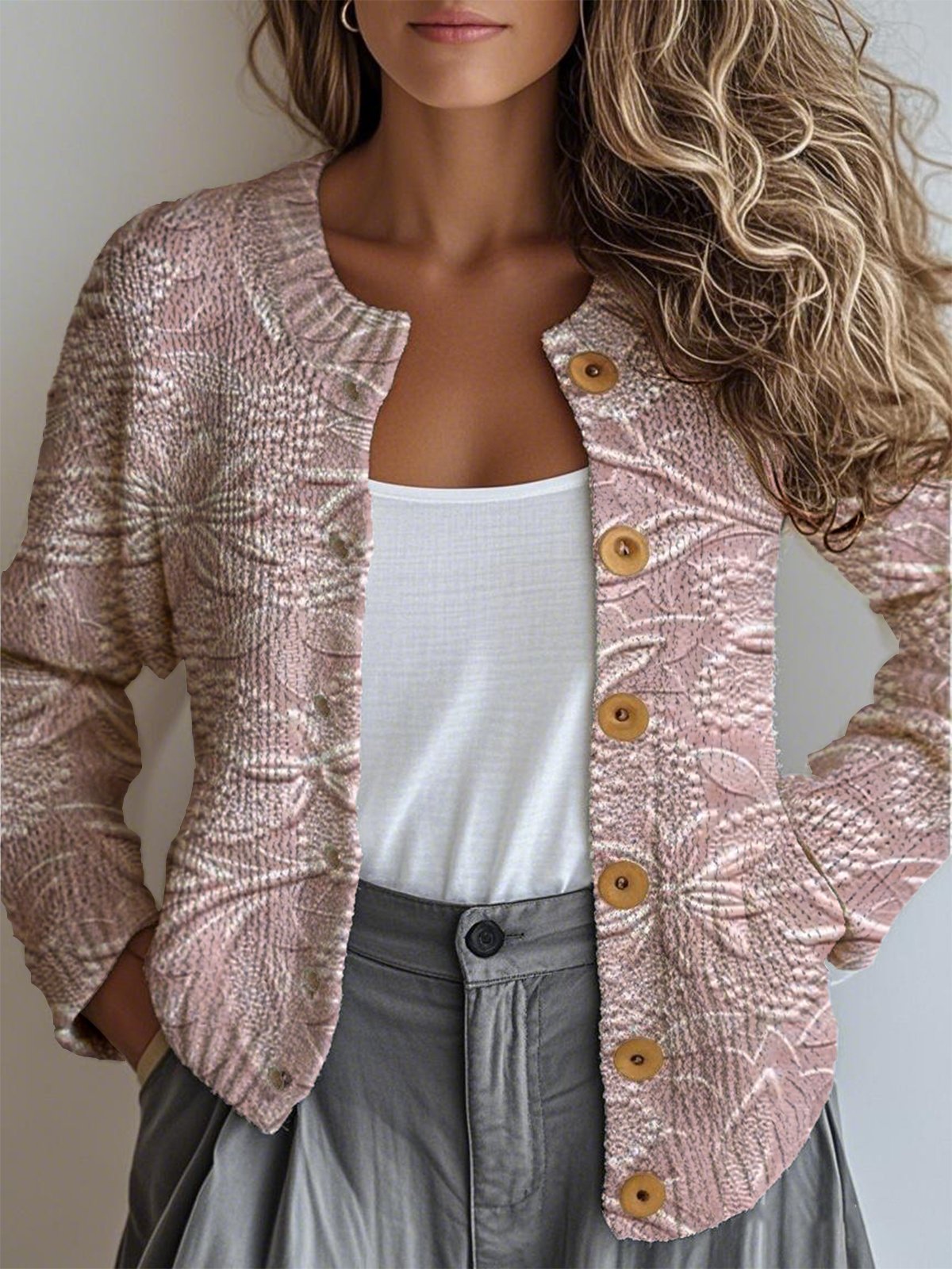 Vintage Crew Neck Cardigan