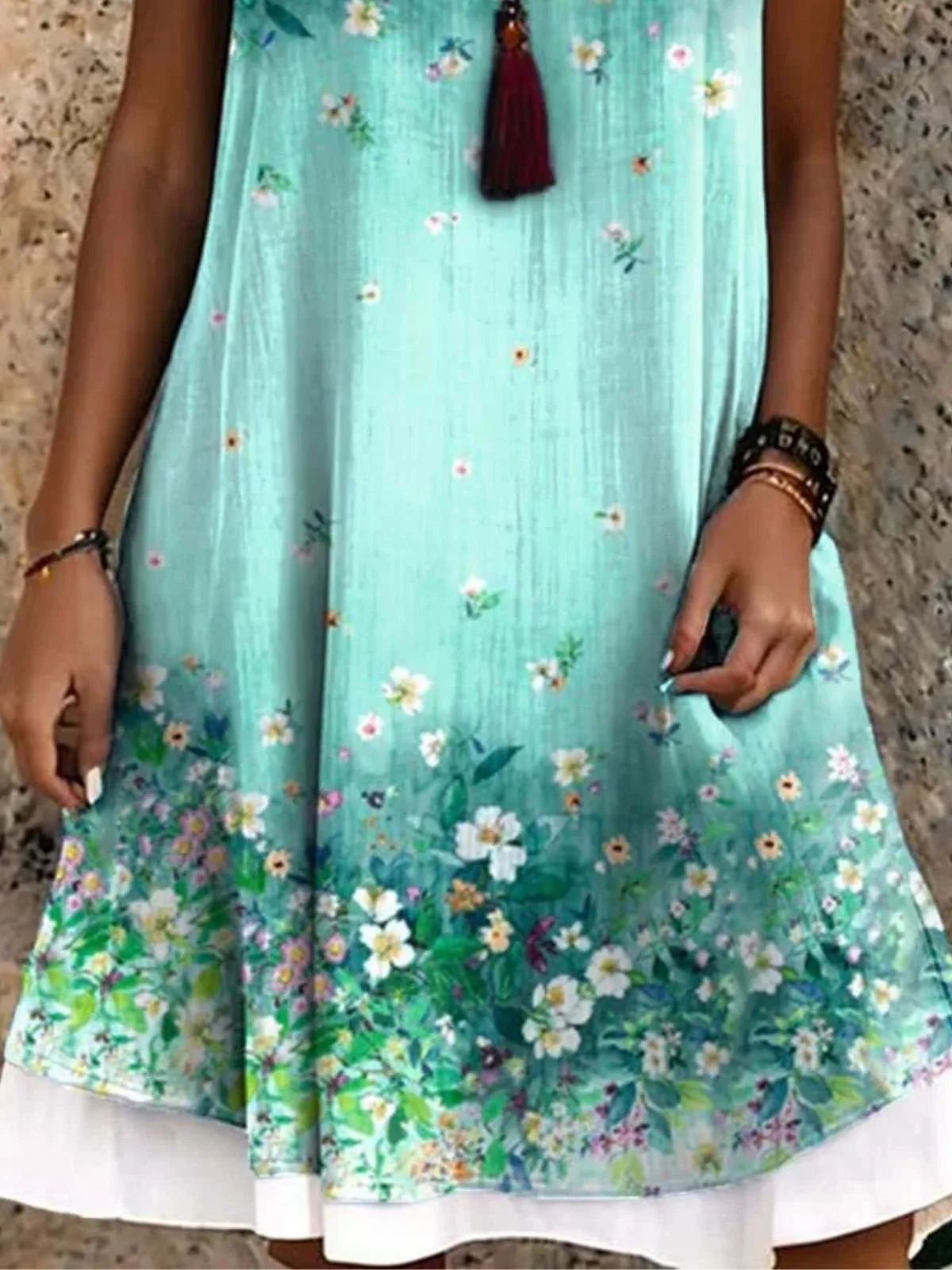 Plants Boho Dress With No