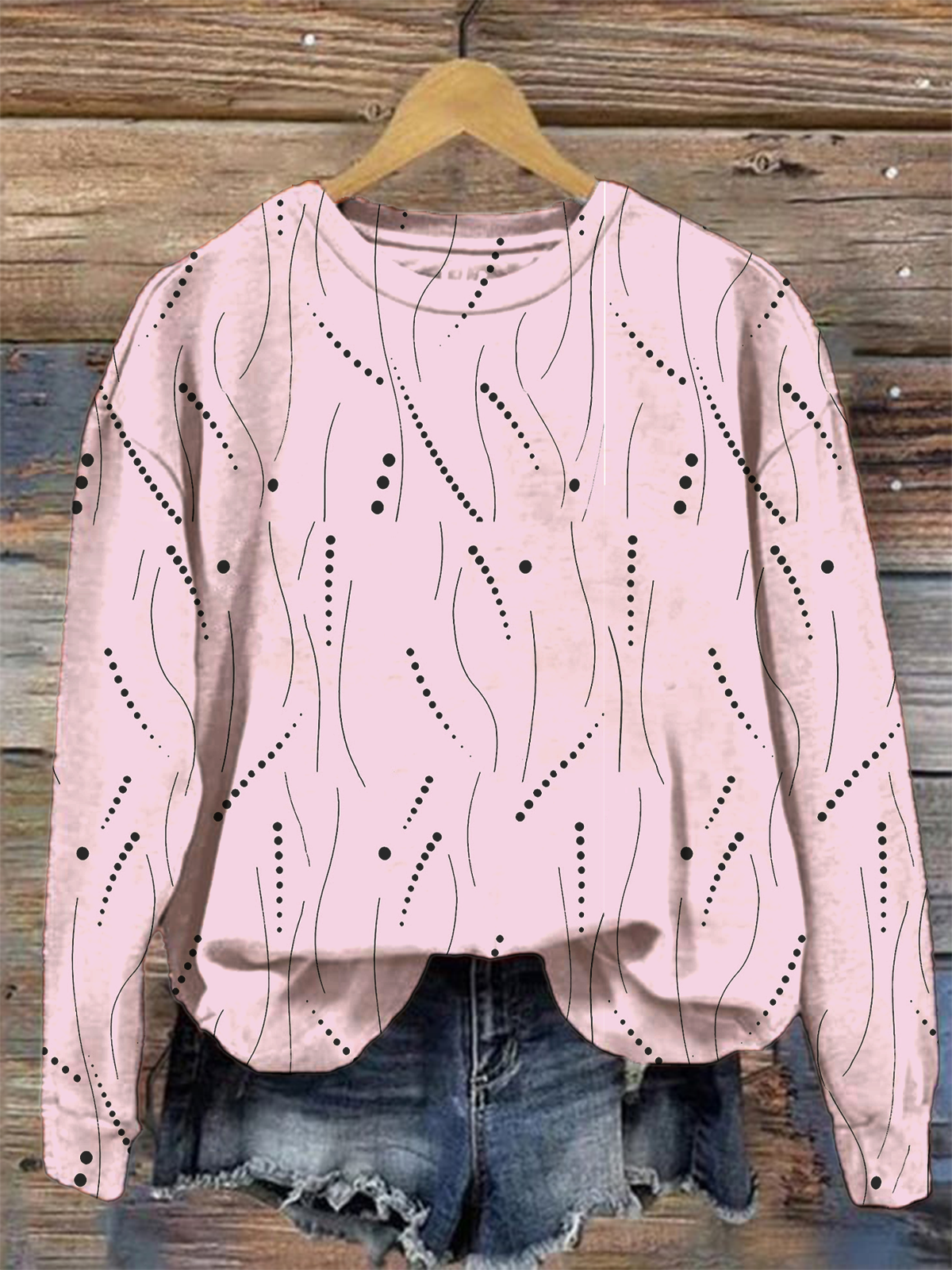 Striped Loose Vintage Crew Neck Sweatshirt