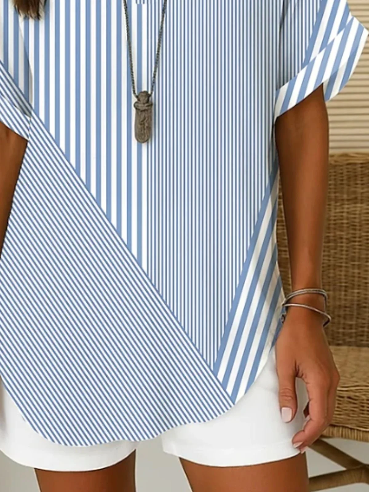 Elegant Shawl Collar Cotton Loose Blouse