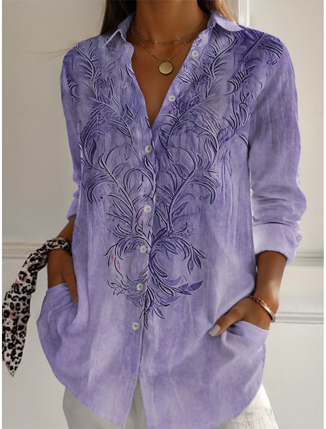 Shirt Collar Gradient Pattern Vintage Shirt