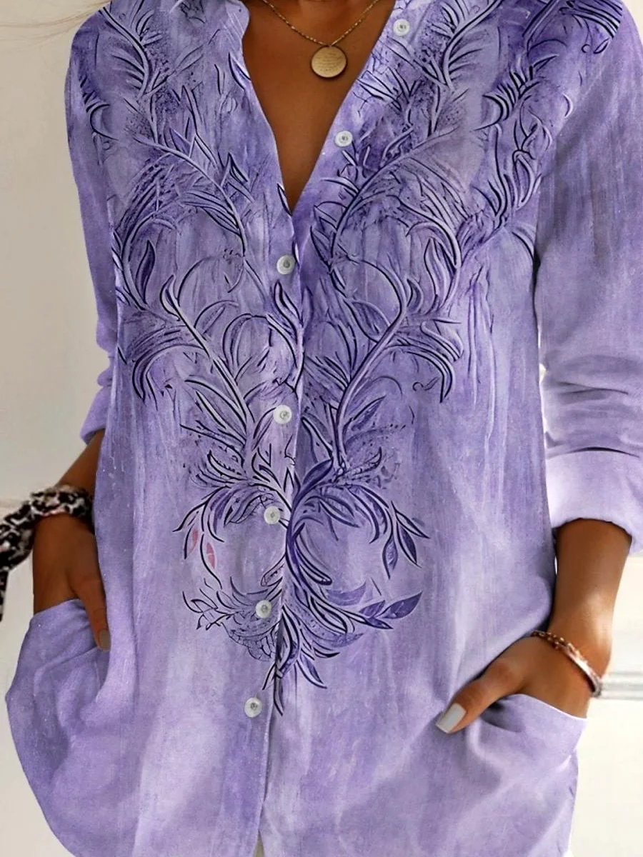 Shirt Collar Gradient Pattern Vintage Shirt