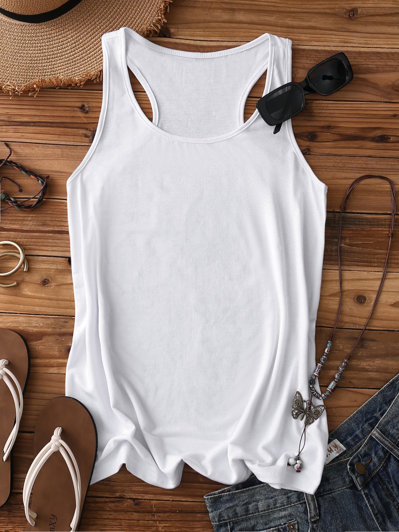 Women's Sleeveless Tank Top Summer Lake Blue Plain Cotton Stand Collar Daily Going Out Simple Top