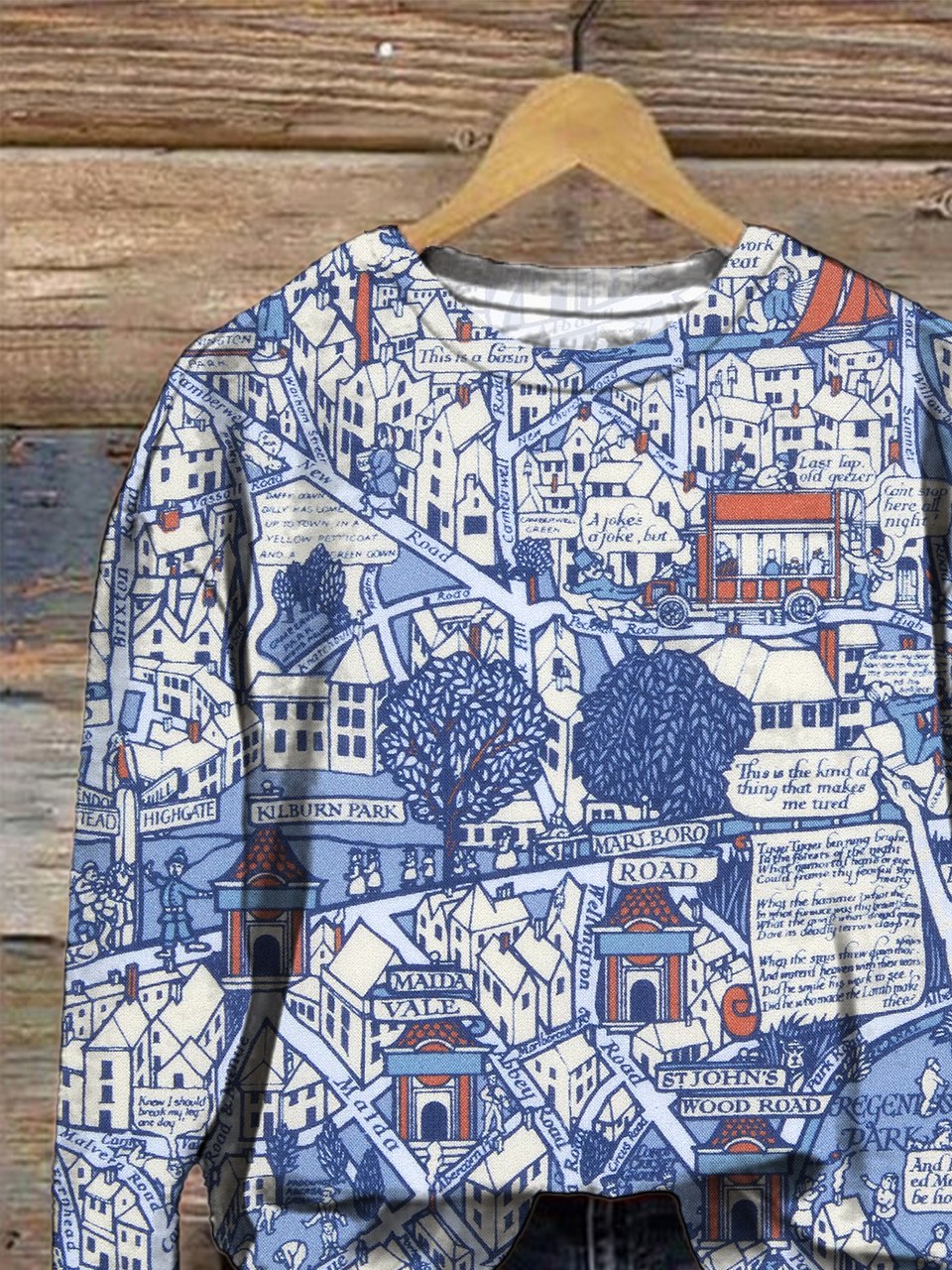Crew Neck Vintage Geometric Sweatshirt