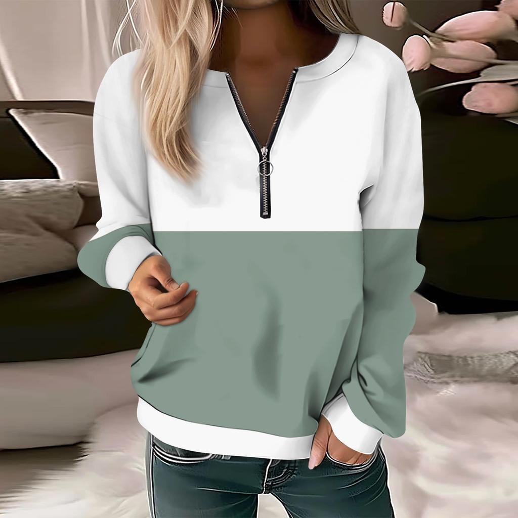 Women's Long Sleeve Front Center Zipper Sweatshirt