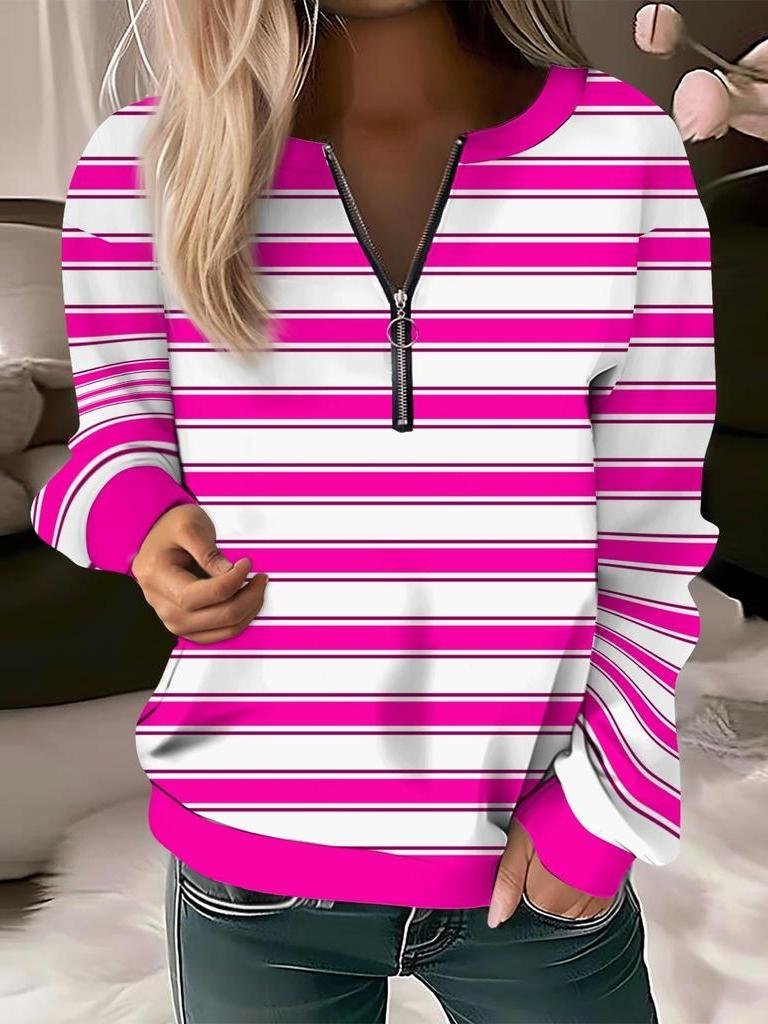 Women's Long Sleeve Front Center Zipper Sweatshirt