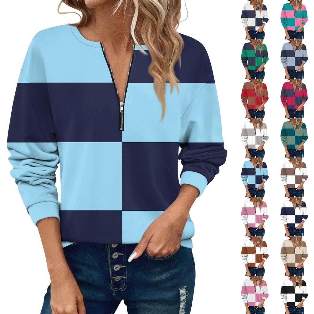 Women's Long Sleeve Front Center Zipper Sweatshirt