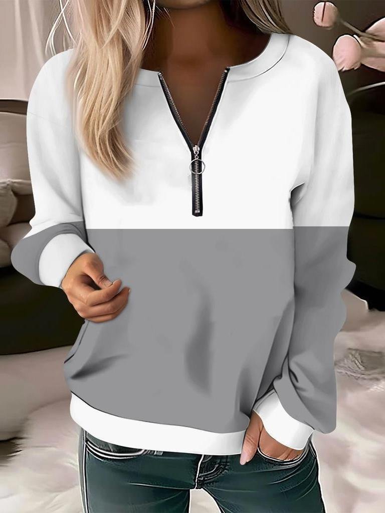 Women's Long Sleeve Front Center Zipper Sweatshirt