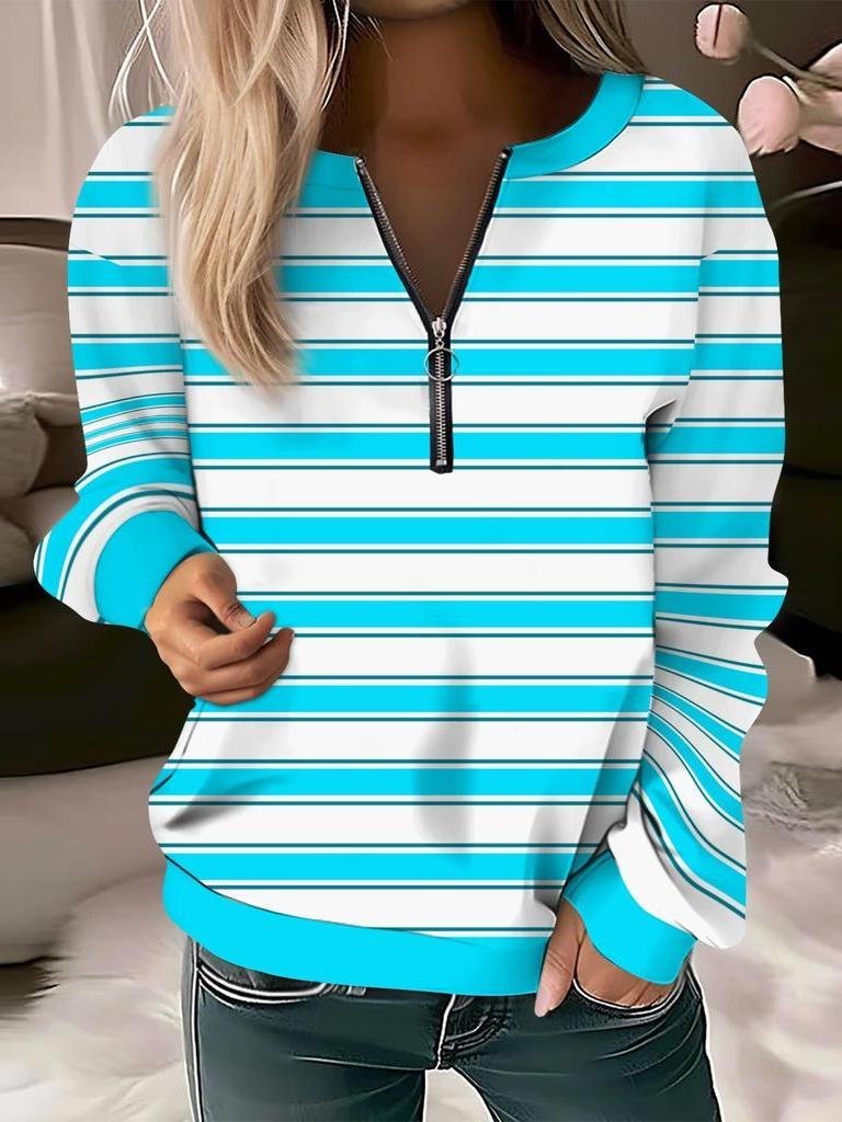 Women's Long Sleeve Front Center Zipper Sweatshirt