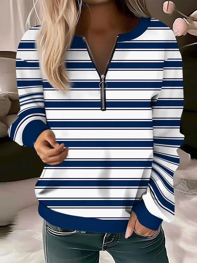 Women's Long Sleeve Front Center Zipper Sweatshirt