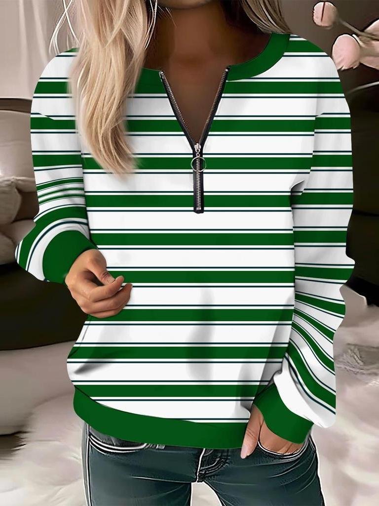 Women's Long Sleeve Front Center Zipper Sweatshirt