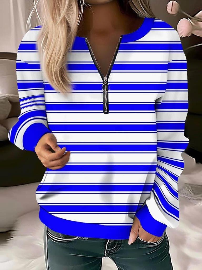Women's Long Sleeve Front Center Zipper Sweatshirt