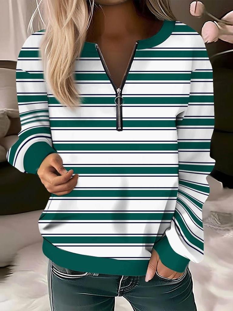 Women's Long Sleeve Front Center Zipper Sweatshirt