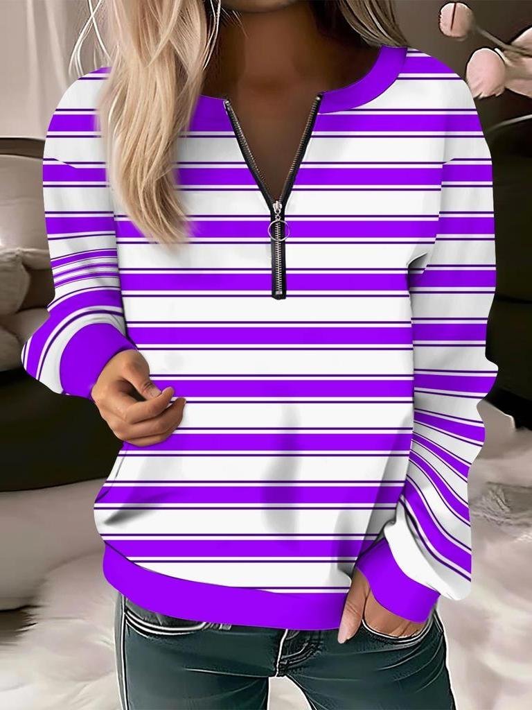 Women's Long Sleeve Front Center Zipper Sweatshirt