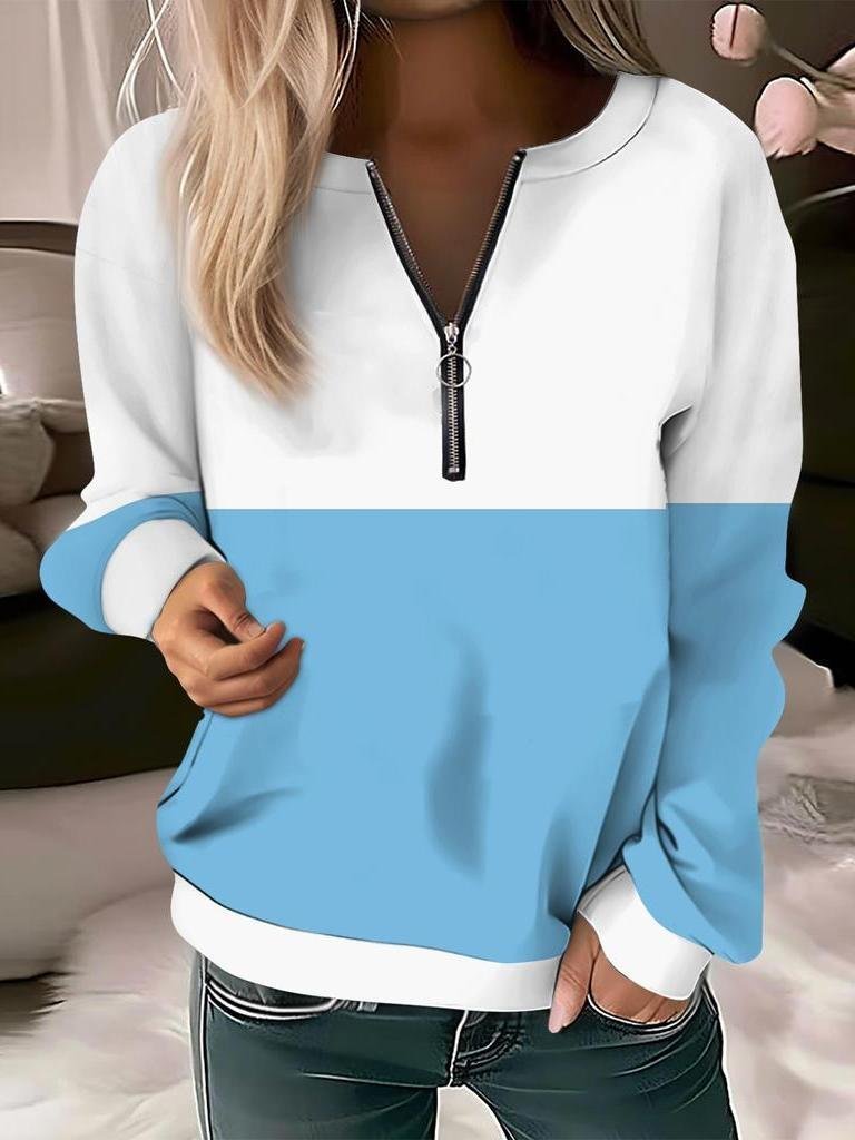 Women's Long Sleeve Front Center Zipper Sweatshirt