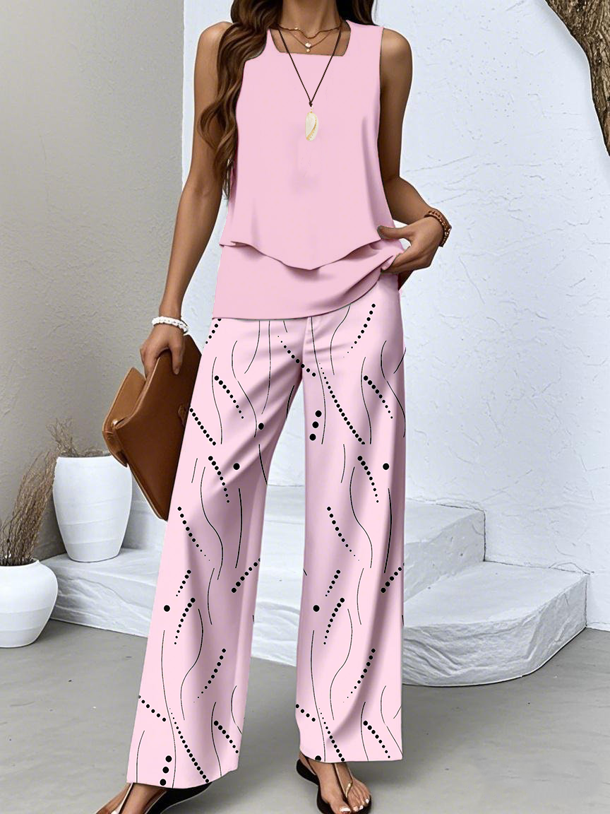 Women Abstract polka dots Casual Summer Polyester Natural No Elasticity Daily Regular Fit No Two-Piece Sets