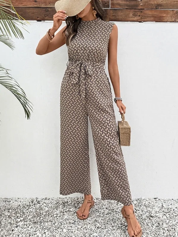 Women's H-Line Tank Crew Neck Daily Going Out Casual Printing Geometric Summer Long Jumpsuit Romper