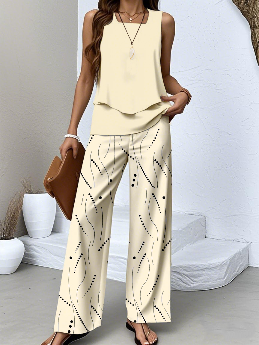 Women Abstract polka dots Casual Summer Polyester Natural No Elasticity Daily Regular Fit No Two-Piece Sets