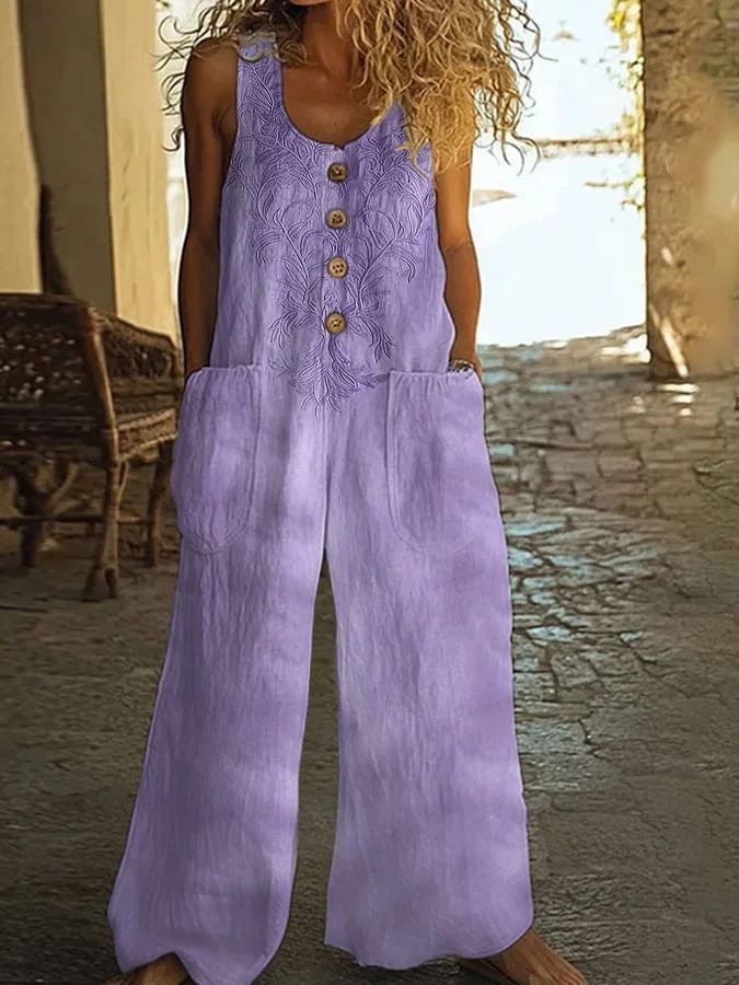Women's H-Line Overall Crew Neck Daily Going Out Casual Printing Floral Summer Long Jumpsuit Romper
