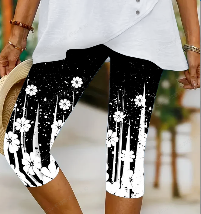 Floral contrast leggings