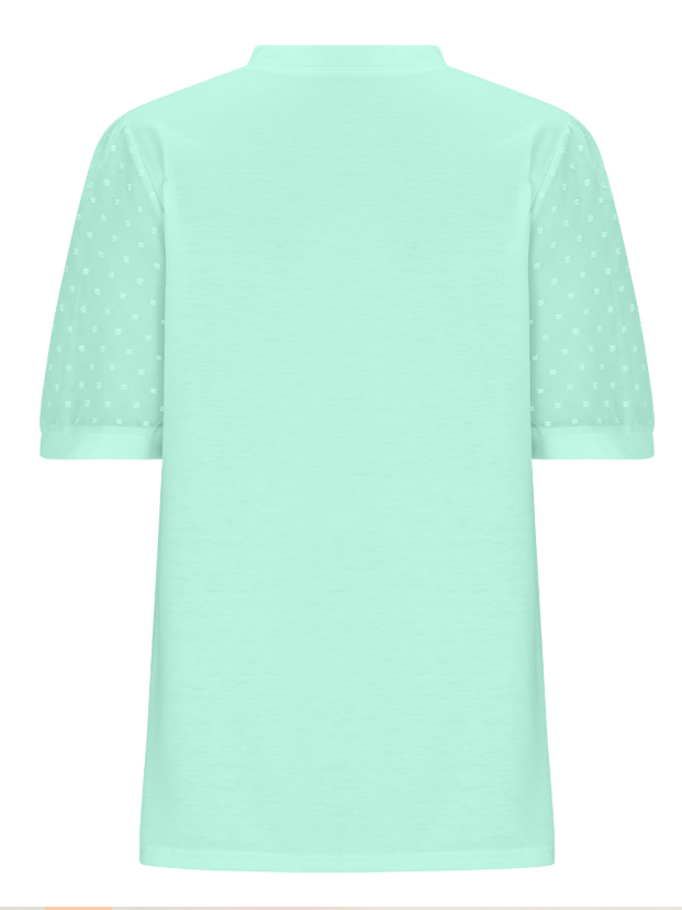 Women's Short Sleeve T-shirt Summer Green Plain Jacquard V Neck Puff Sleeve Daily Going Out Casual Top