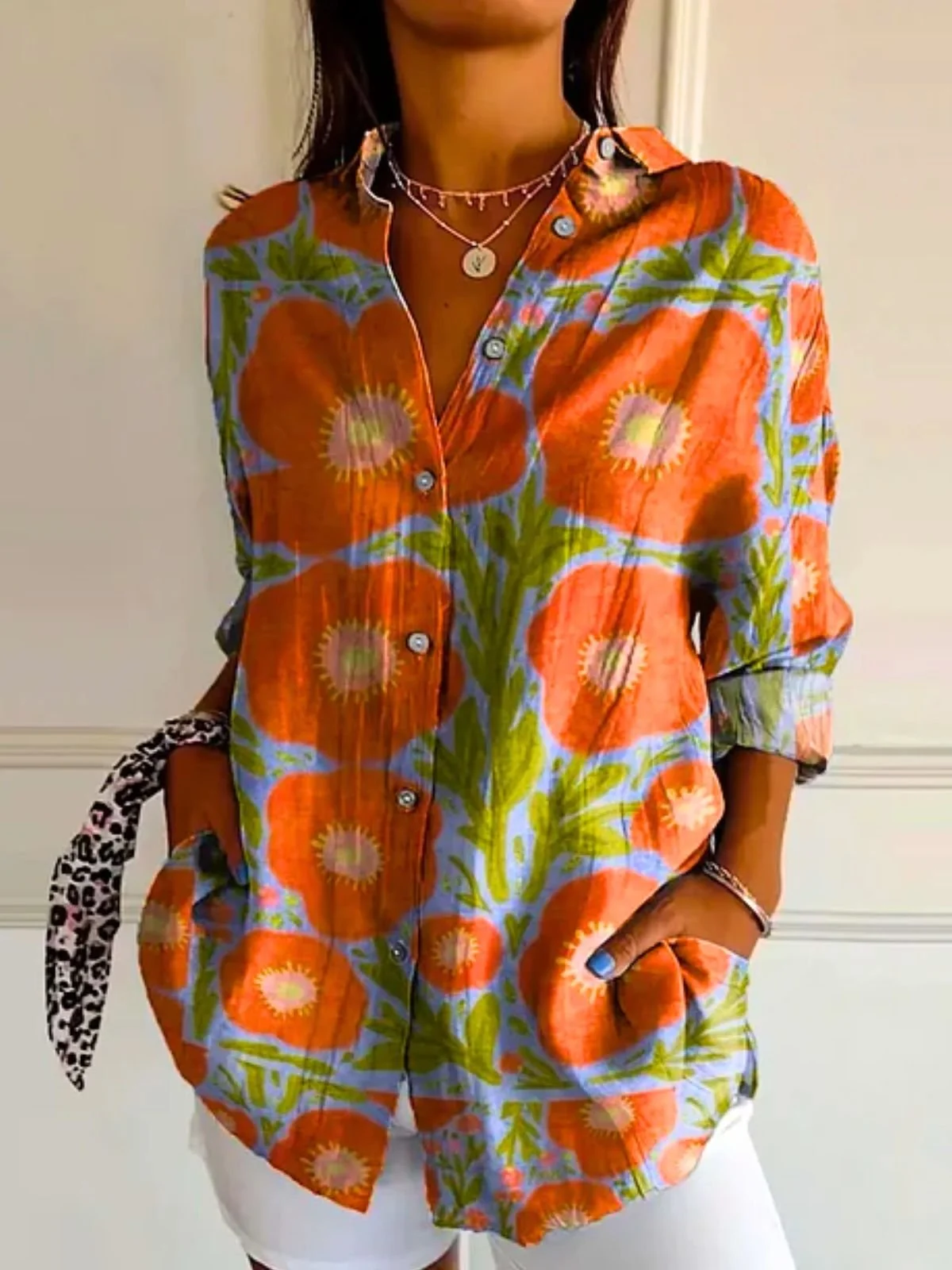 Casual Regular Fit Painting Cotton Shirt