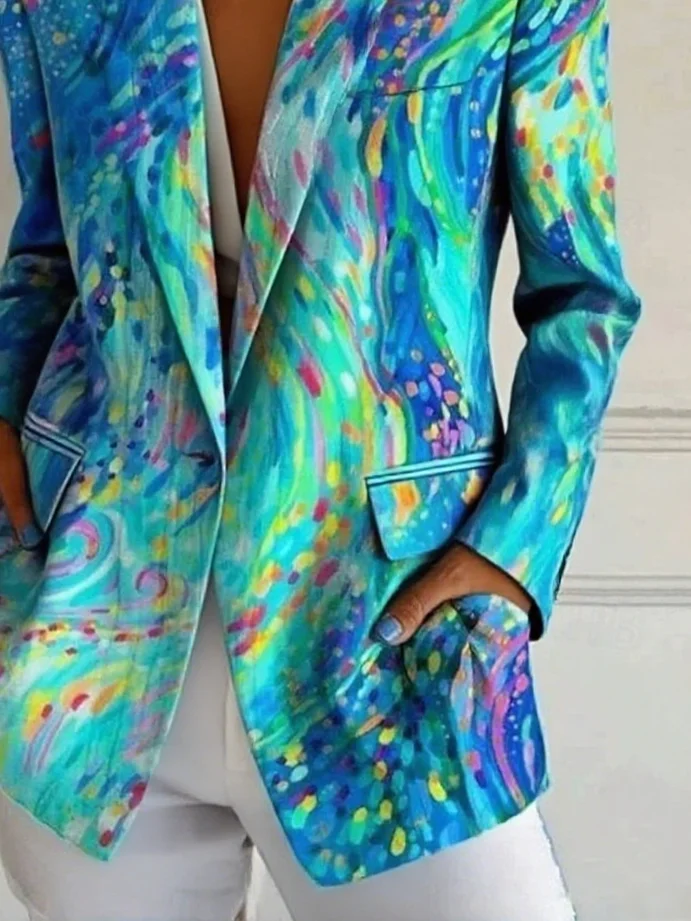 Lapel Collar Regular Fit Gradient Pattern Formal Blazer
