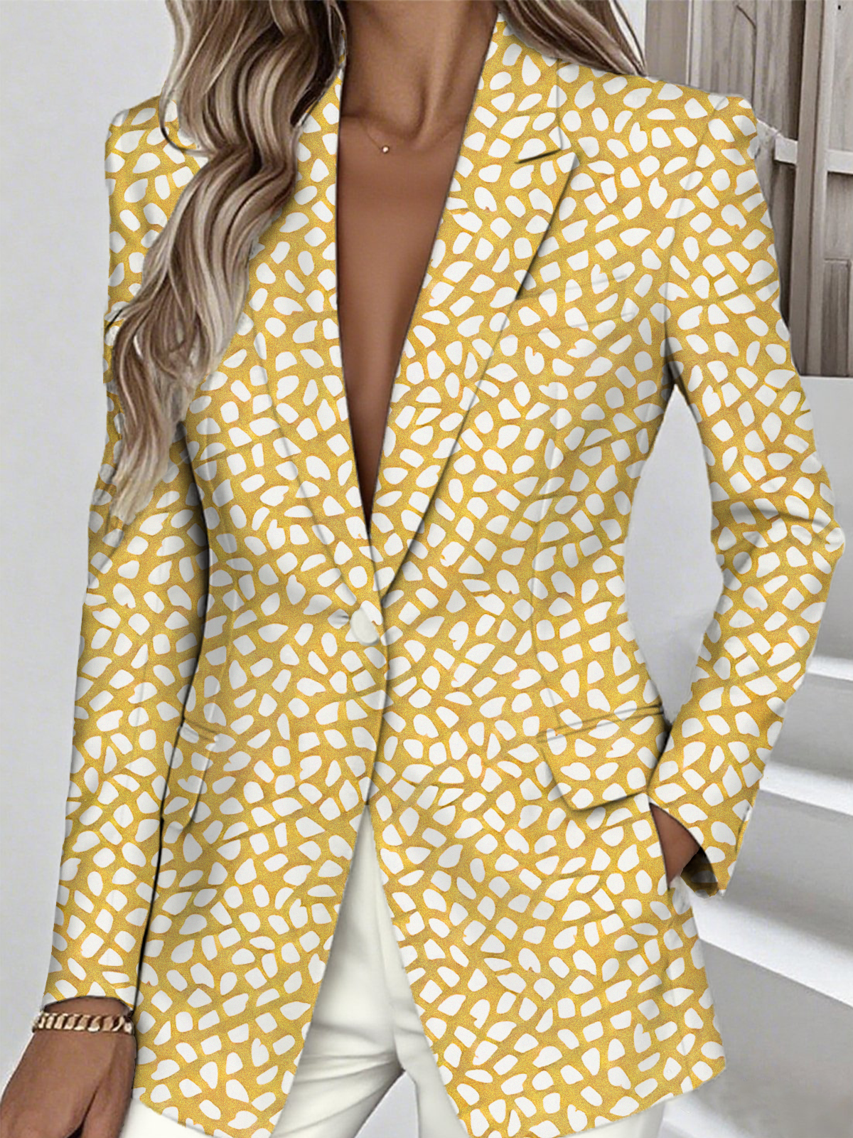 Geometric Simple Lapel Collar Regular Fit Blazer