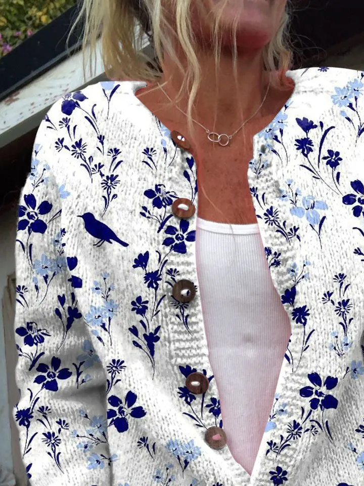 Crew Neck Loose Ethnic Cardigan