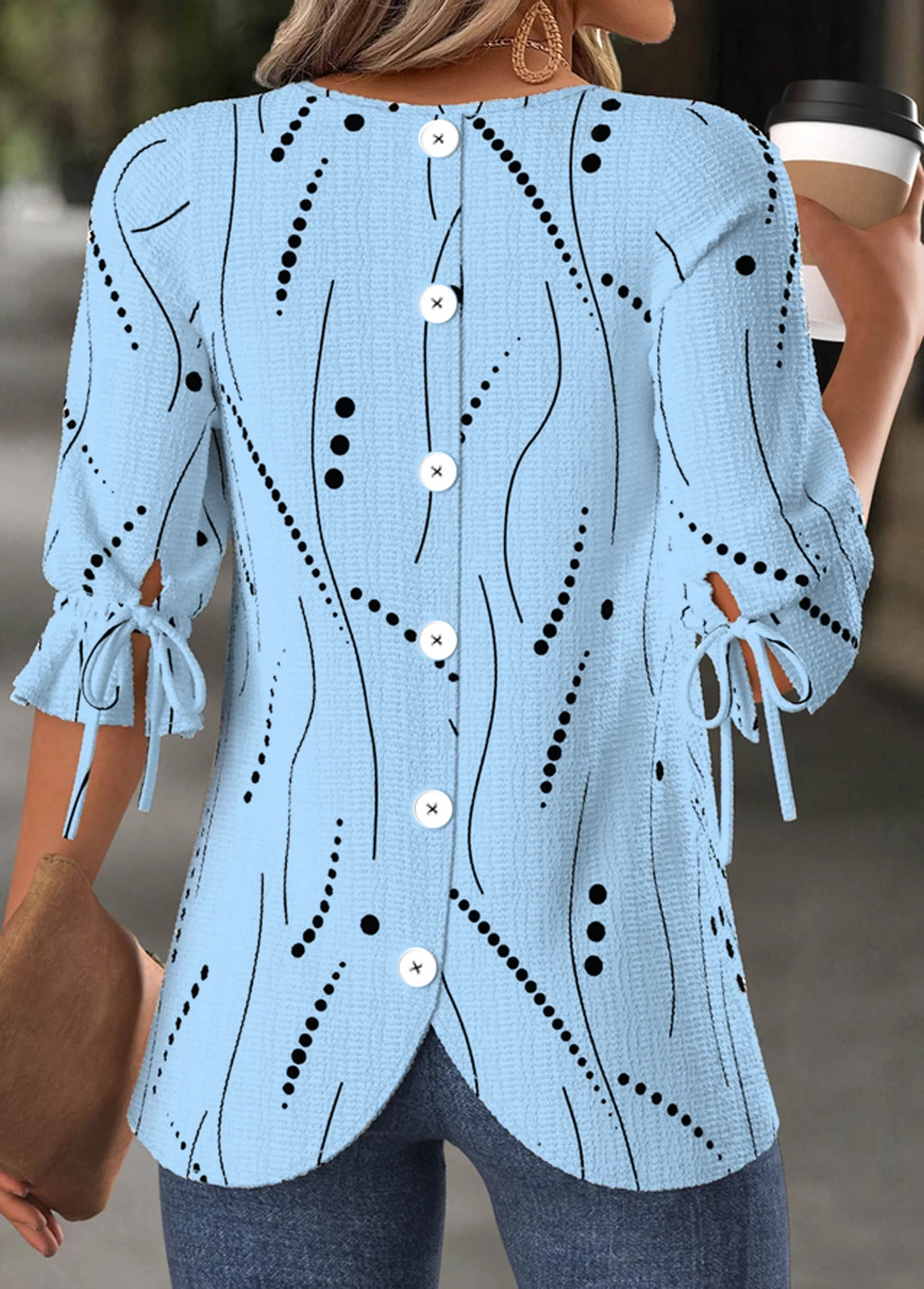 Abstract Polka Dots Regular Fit Casual Crew Neck Casual Shirt