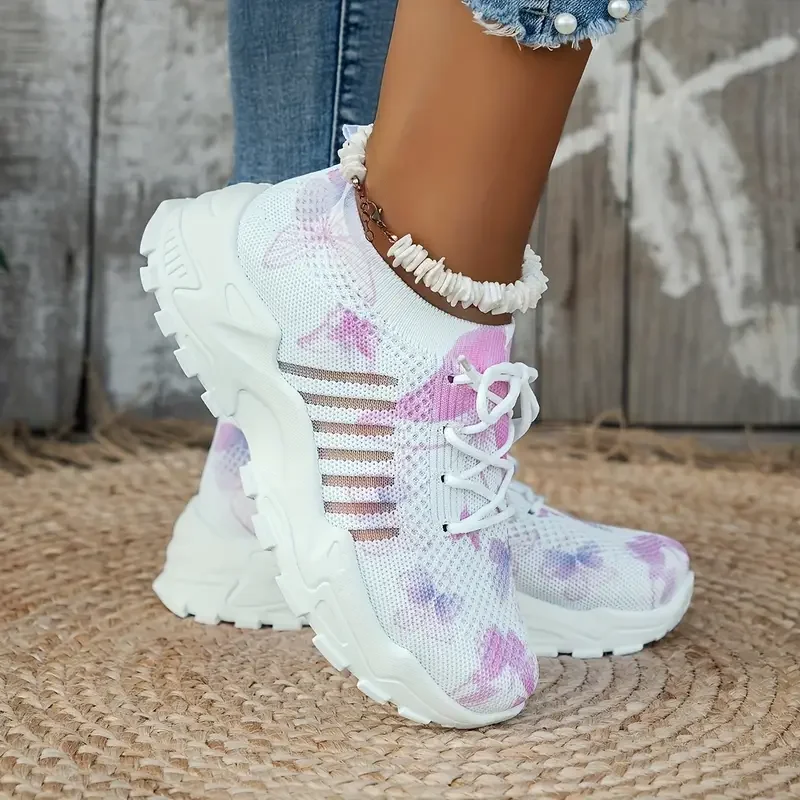 Simple All Season Floral Mesh Fabric Regular Shoes
