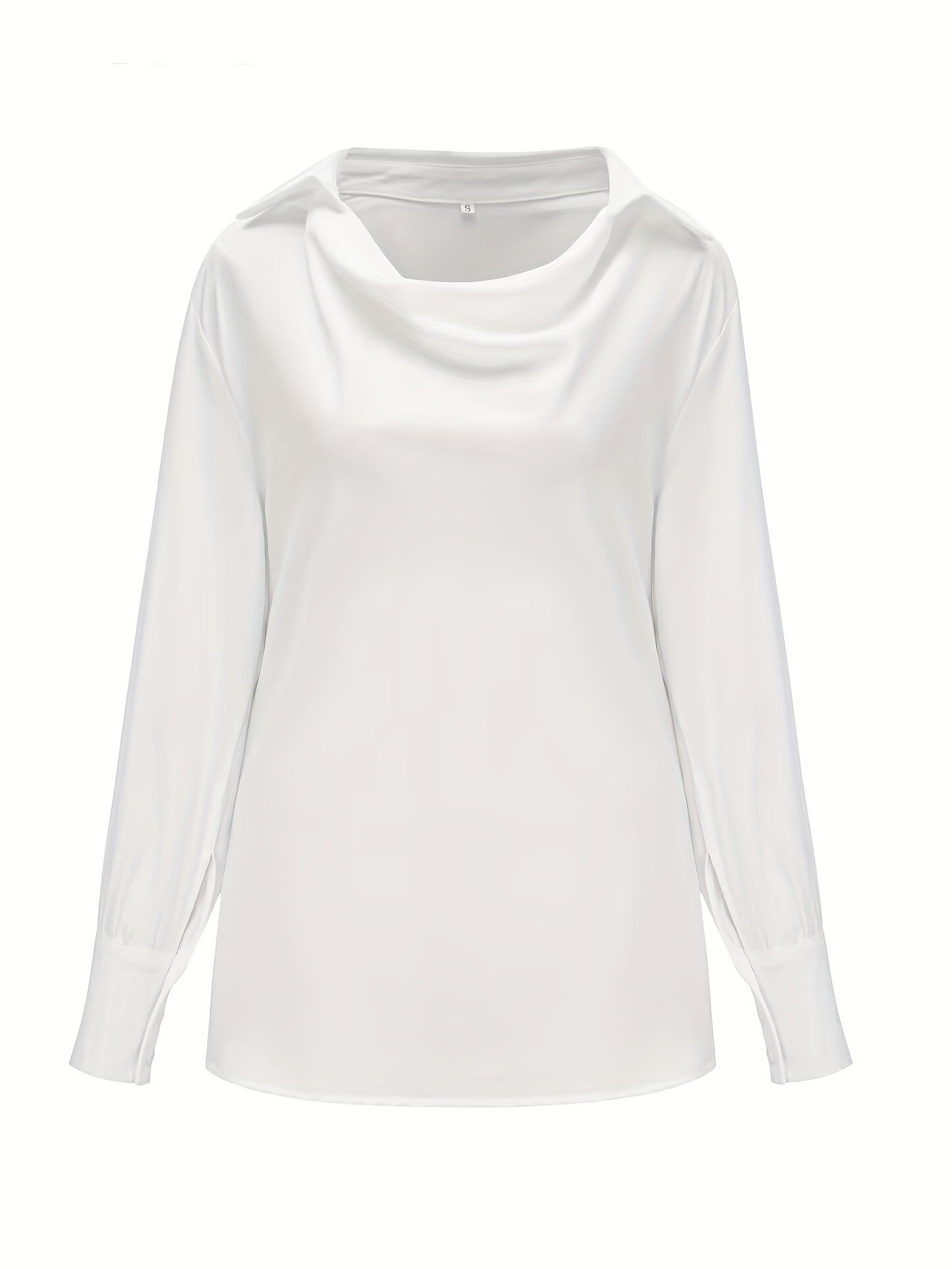 Semi Formal Cowl Neck Loose Plain Shirt