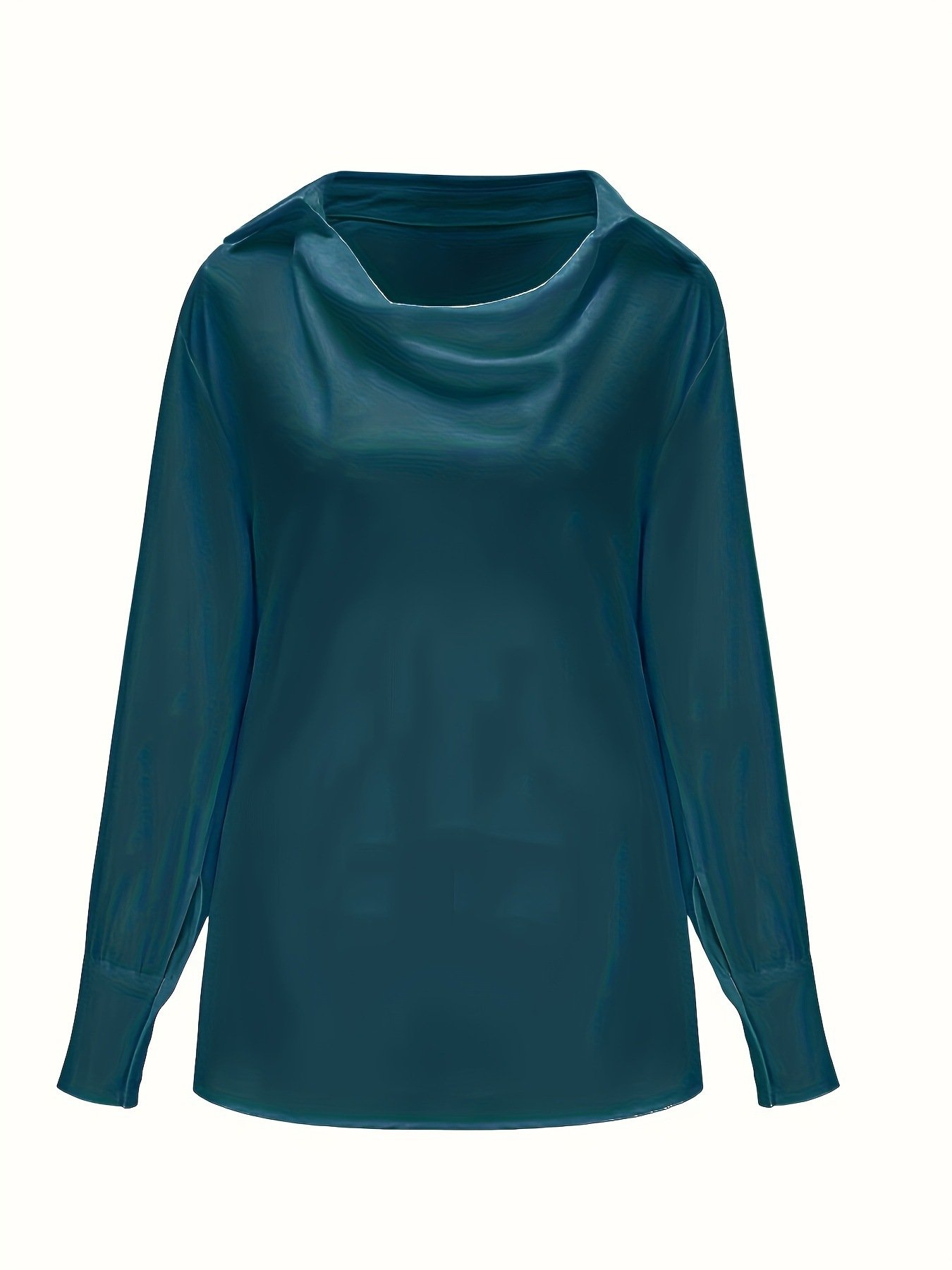 Semi Formal Cowl Neck Loose Plain Shirt