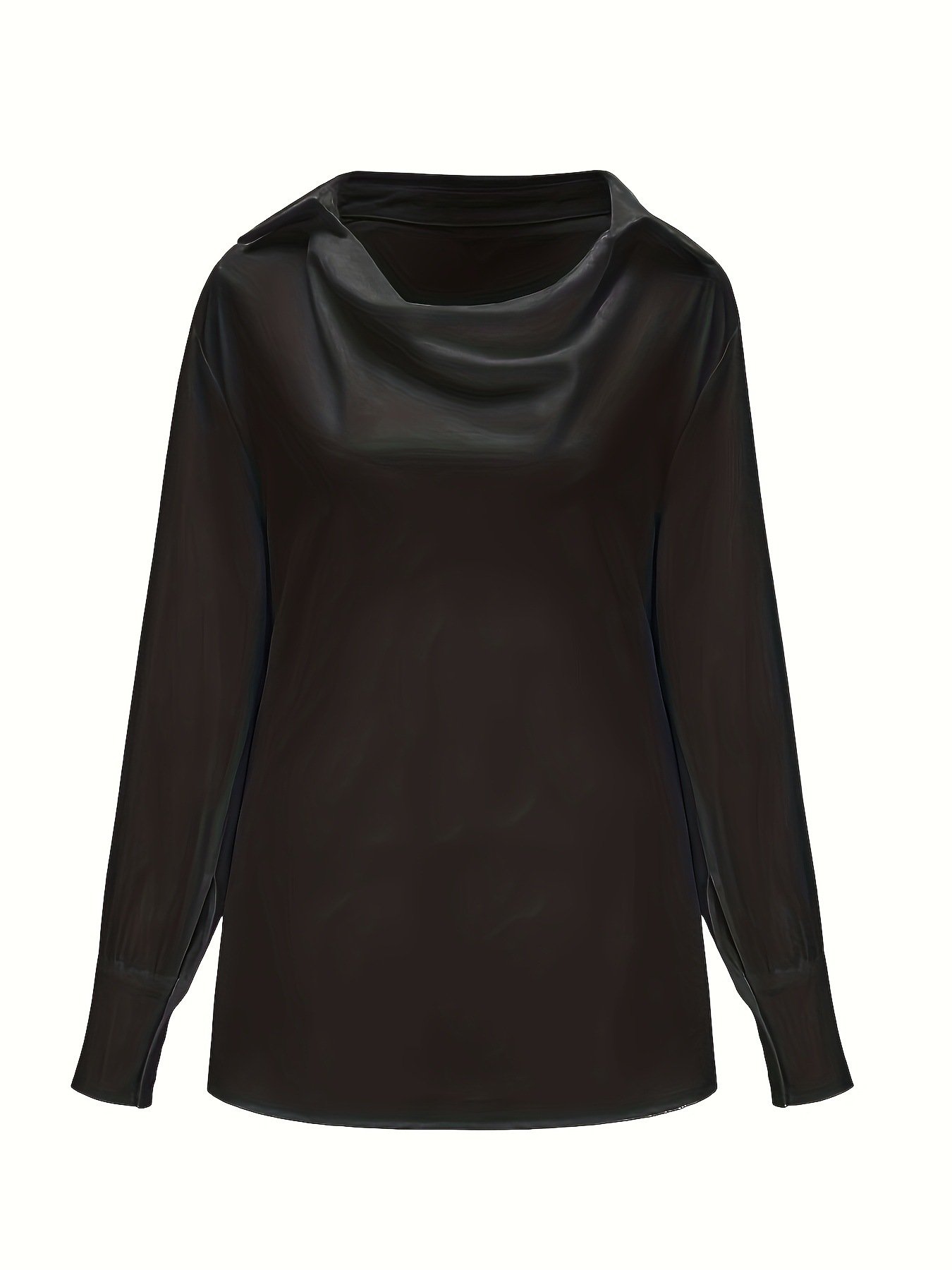 Semi Formal Cowl Neck Loose Plain Shirt
