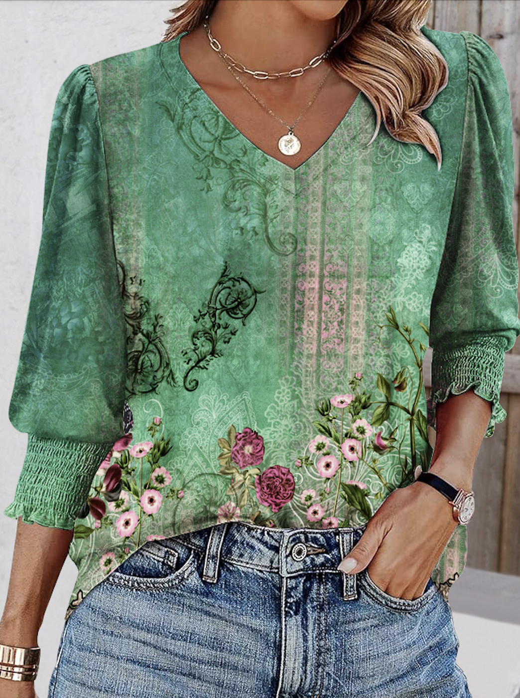 Casual V Neck Regular Fit T-Shirt