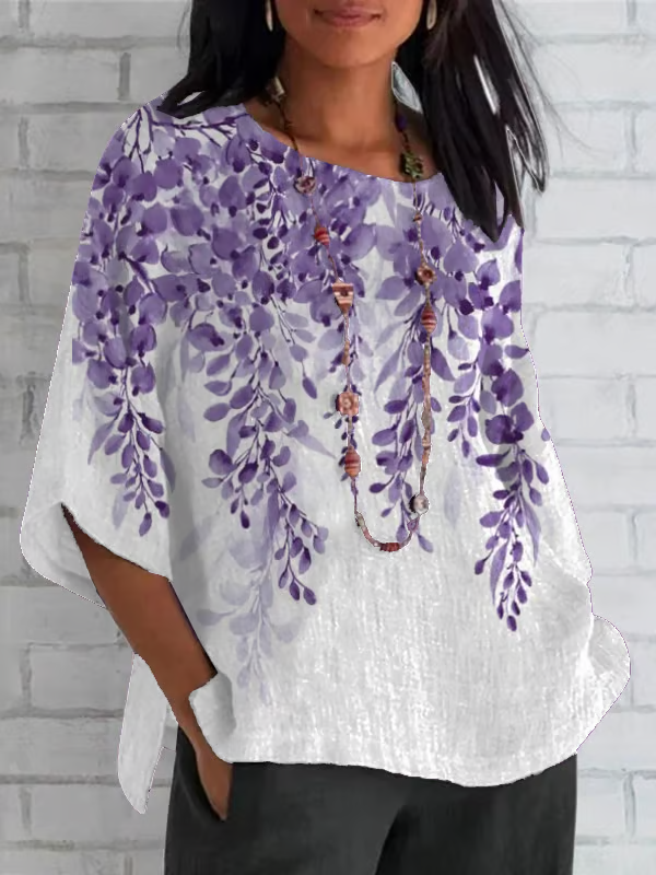 Women's Half Sleeve T-shirt Summer White Floral Crew Neck Daily Going Out Casual Top