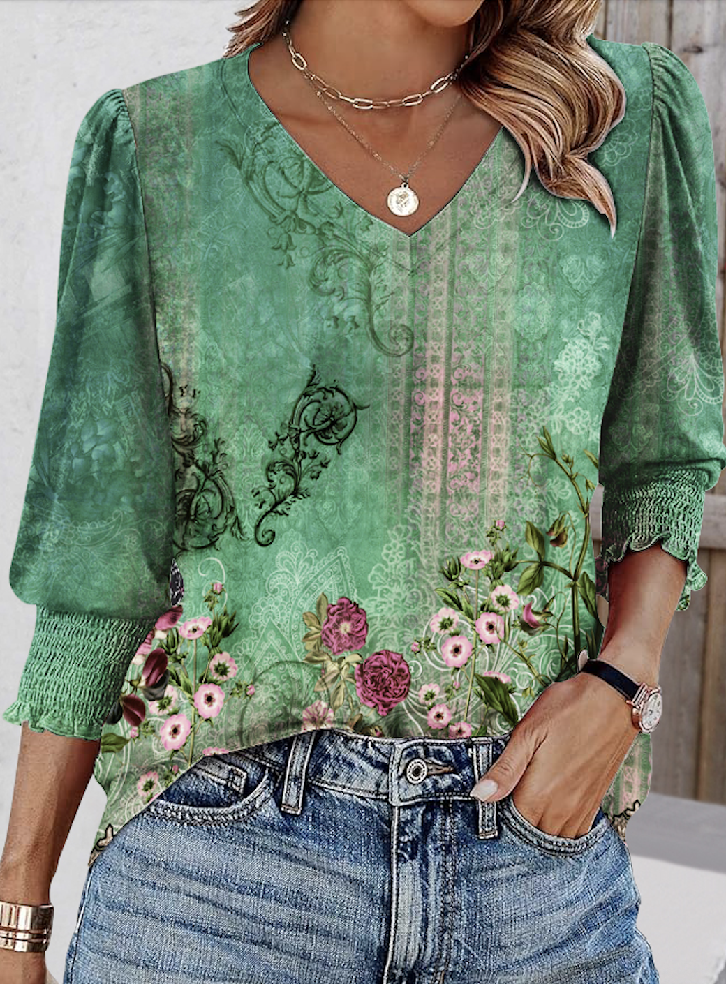 Casual V Neck Regular Fit T-Shirt