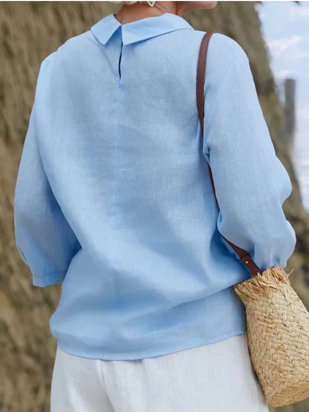 Plain Linen Blend Loose Vintage Shirt