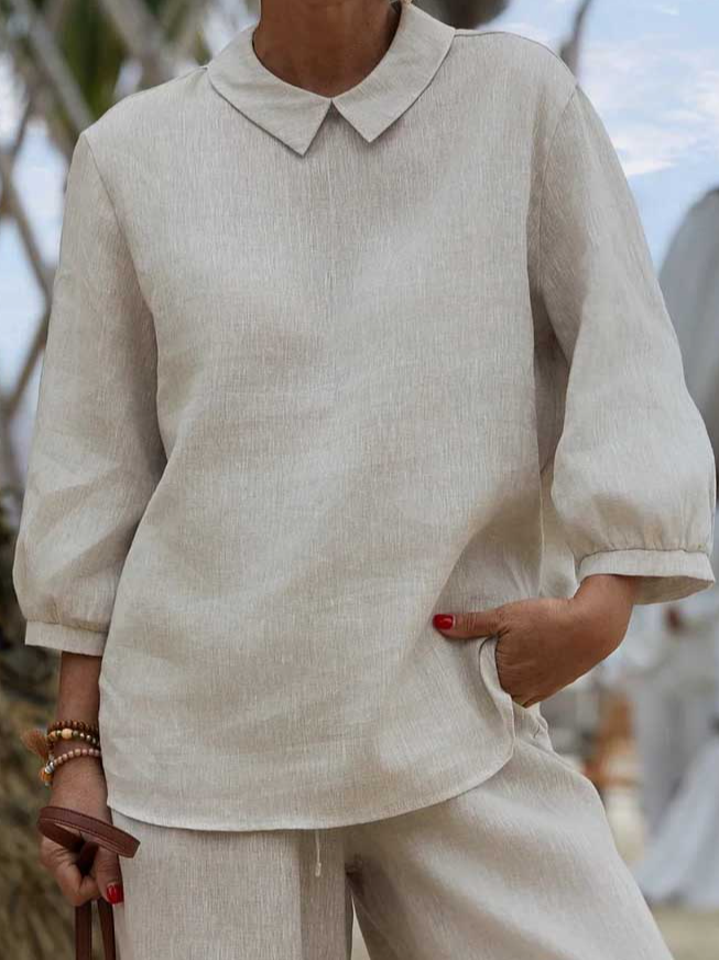 Plain Linen Blend Loose Vintage Shirt