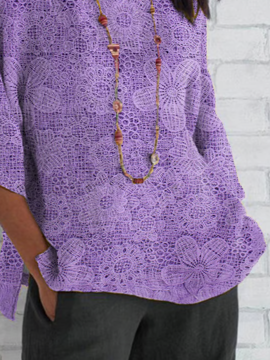 Women's Half Sleeve T-shirt Summer Purple Floral Crew Neck Daily Going Out Casual Top