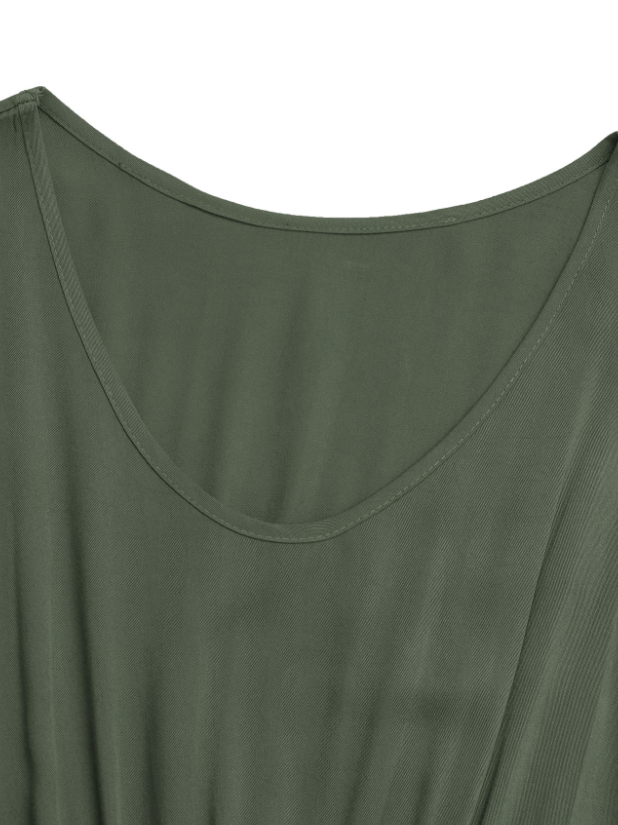 Women's Sleeveless Summer Army Green Plain Split Joint V Neck Daily Going Out Vintage Maxi A-Line Tank Dress