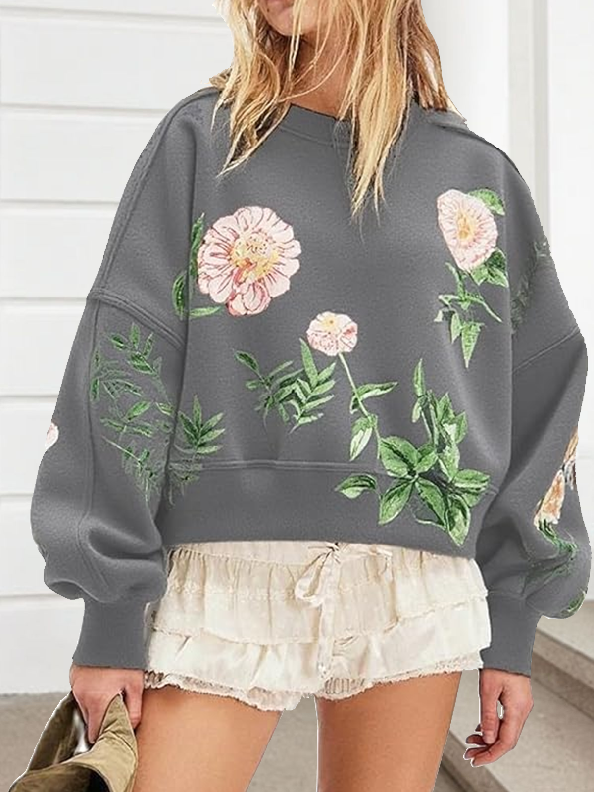 Cotton Regular Fit Boho Sweatshirt