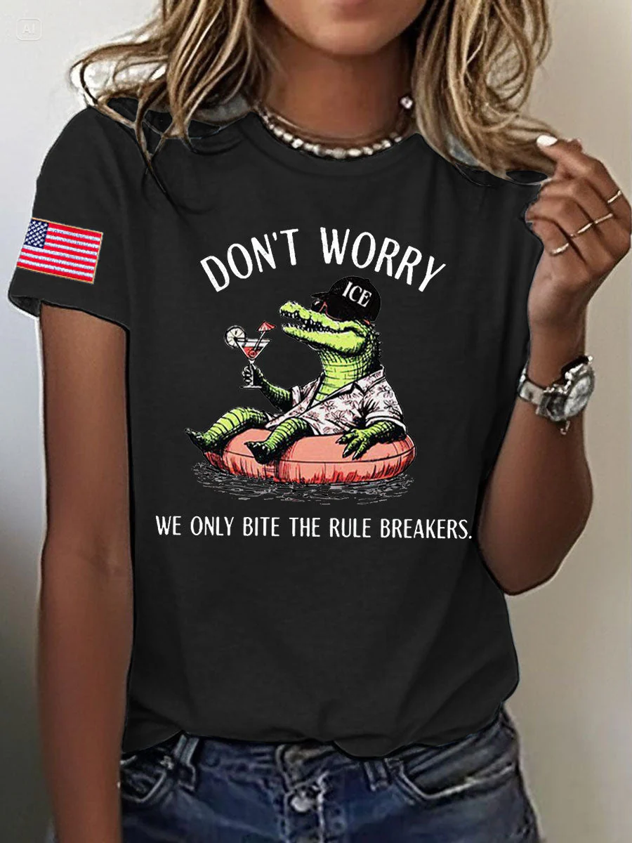 Women's Alligator Alcatraz Florida Everglades Dark Humor Printed T-shirt