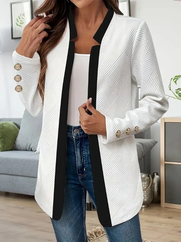 Color Block Casual Regular Fit Trench Coat
