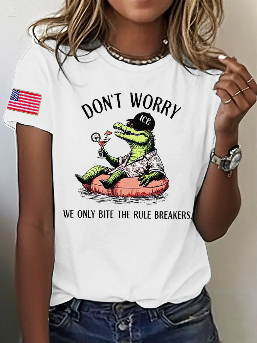 Women's Alligator Alcatraz Florida Everglades Dark Humor Printed T-shirt