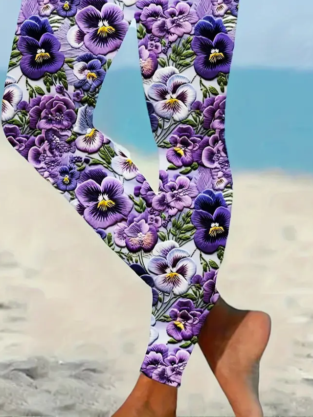 Floral Casual Tight Printing Leggings