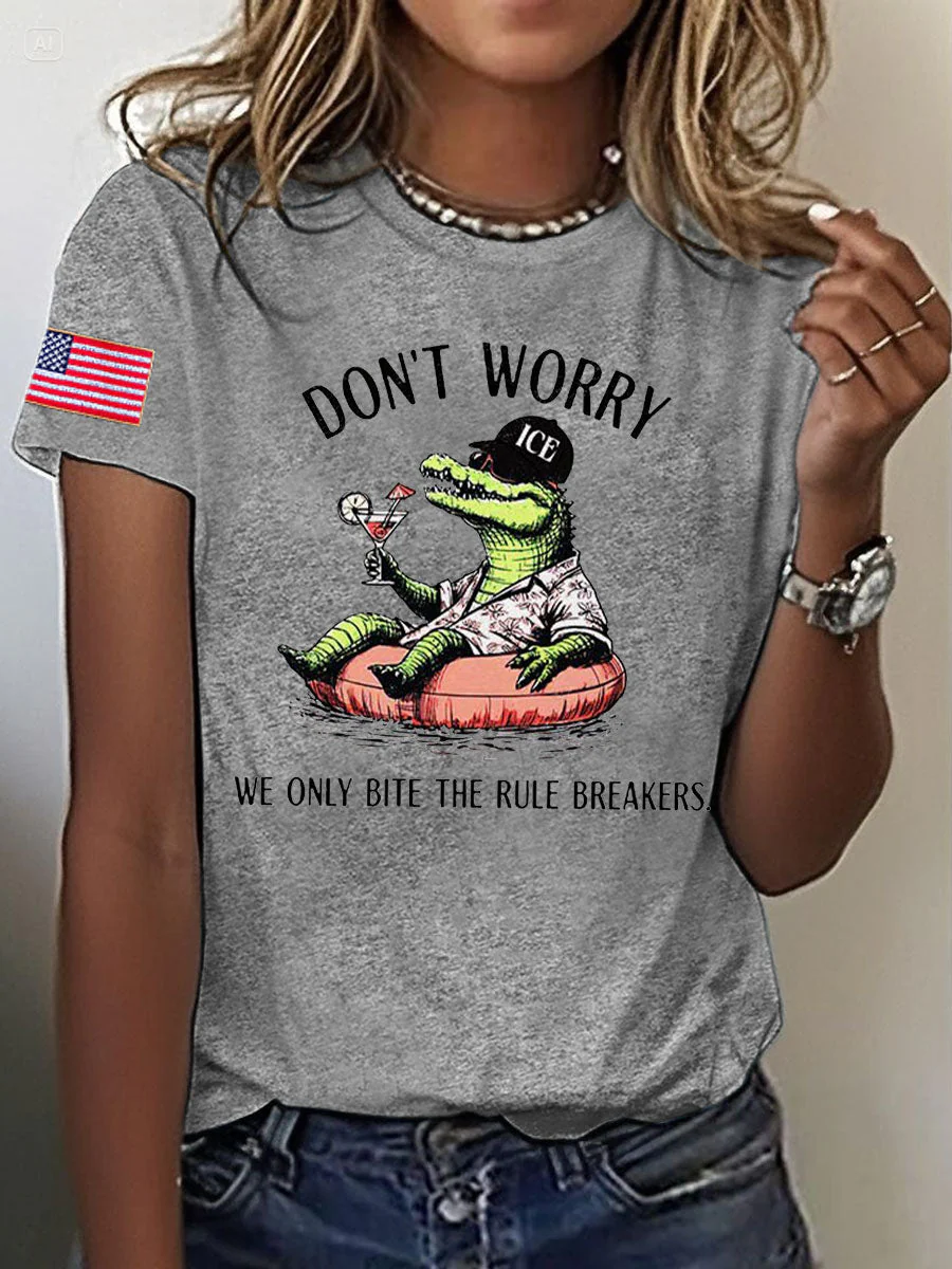Women's Alligator Alcatraz Florida Everglades Dark Humor Printed T-shirt